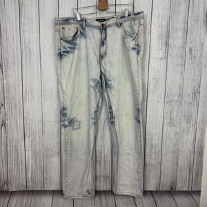 AKOO Men's 44x34 White No Rivals Bleached Distressed Hip Hop Straight Leg Jeans